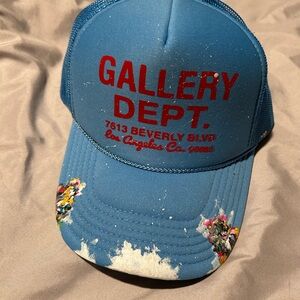 Gallery Dept Blue Trucker Hat with Red Text